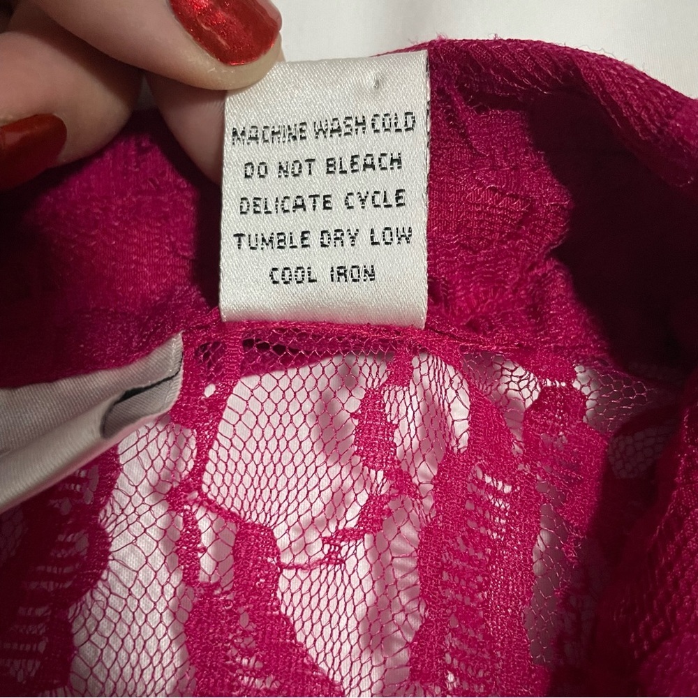 Vintage Z Studio Lace Button Up Long Blouse in A Gorgeous Cranberry Color - Picture 8 of 10